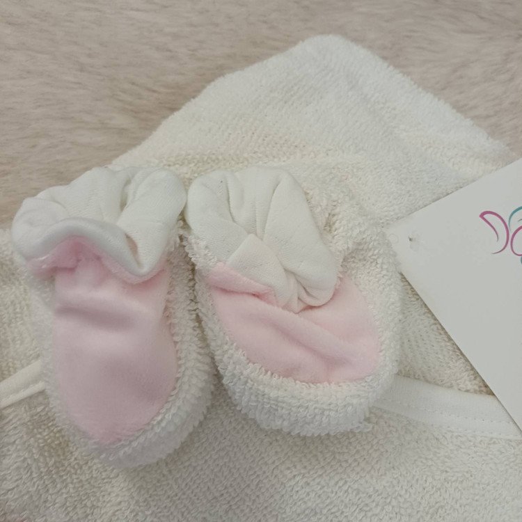 ست سیسمونی دخترانه Lovi Baby | شامل تنپوش، کلاهدار، دستی، لیف و پاپوش | بستهبندی توری