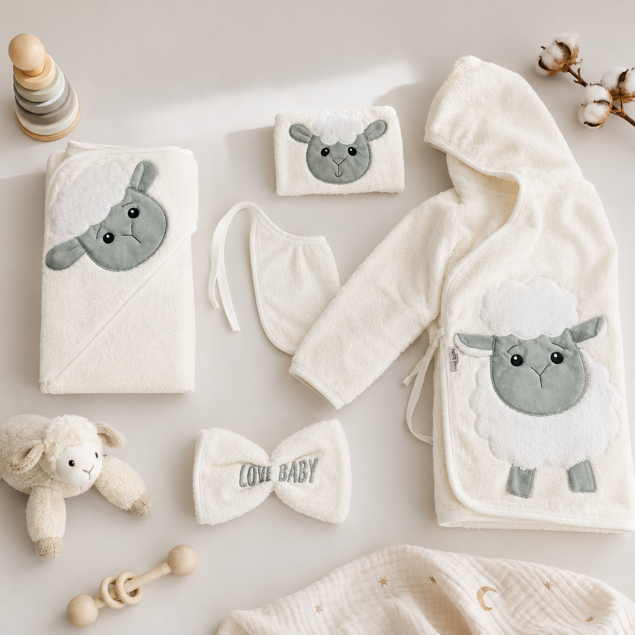 ست سیسمونی ۵ تیکه Lovi Baby با بسته‌بندی جعبه‌ای | الیاف طبیعی، بدون پرز و حساسیت