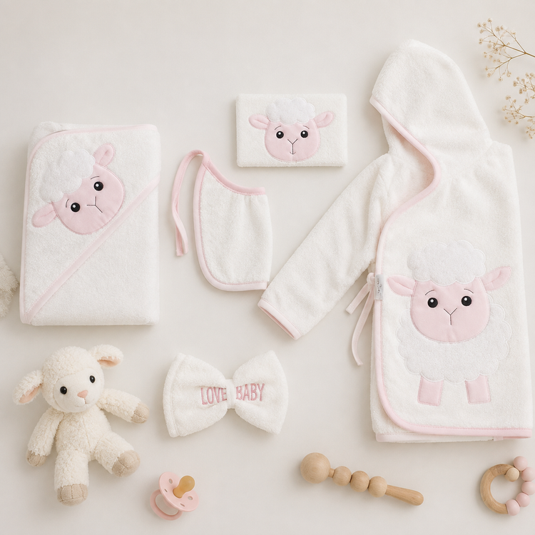 خرید ست سیسمونی ۵ تیکه Lovi Baby | دخترانه و پسرانه، جعبهای، الیاف طبیعی، بدون پرز و حساسیت